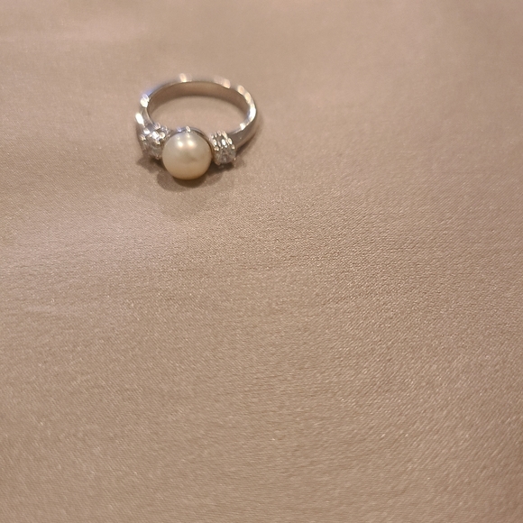 Freshwater pearl cubic zirconia Sterling silver ring brand new - Picture 5 of 8